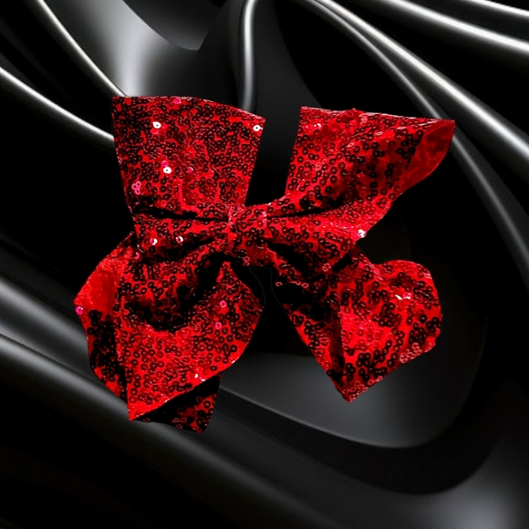 🌲10/$20. New Red Sequin Hair Bow. 7" - Picture 6 of 8